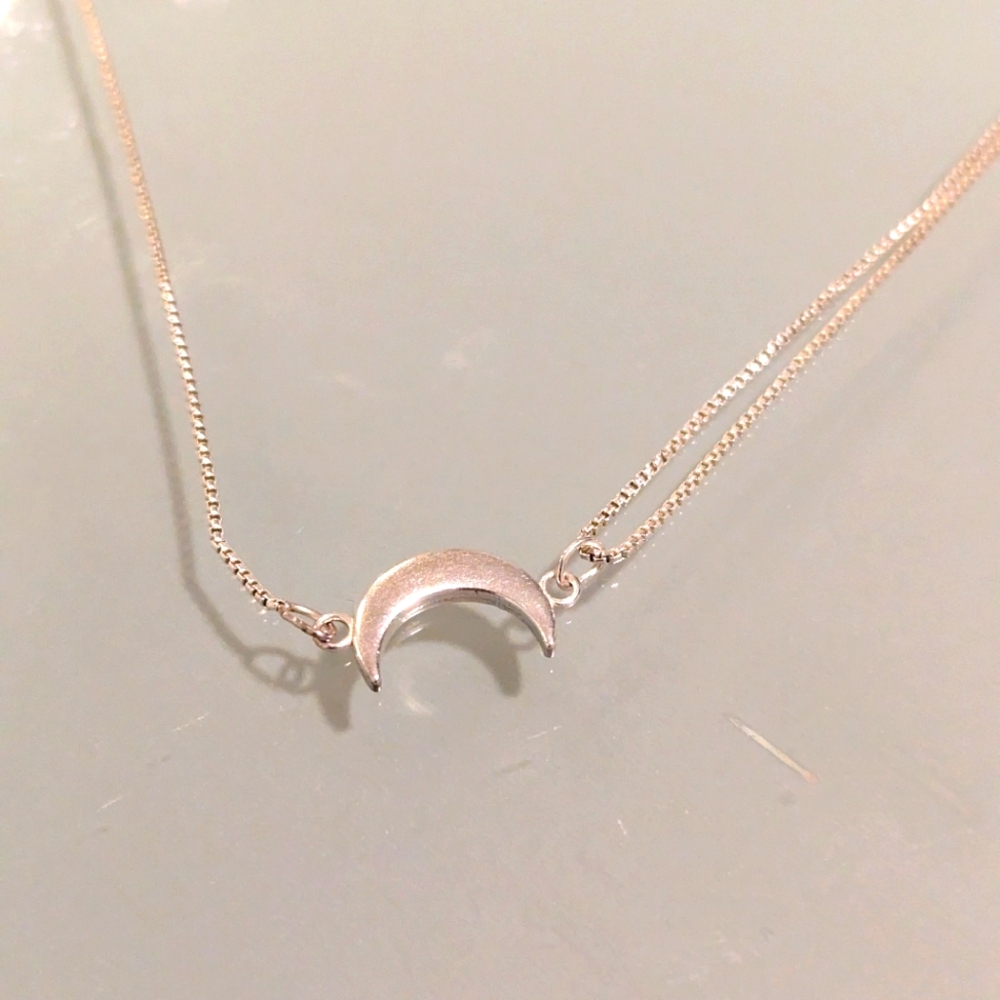 Silver crescent moon necklace